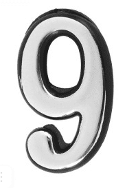 Цифра дверная АЛЛЮР Большая пластик "9" хром (1000,50)