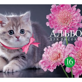 АЛЬБОМ для рисования 16л А4ф на скобе серия -На мягких лапках-