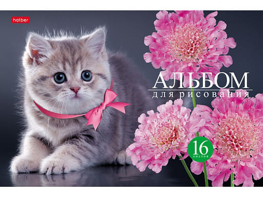 АЛЬБОМ для рисования 16л А4ф на скобе серия -На мягких лапках-