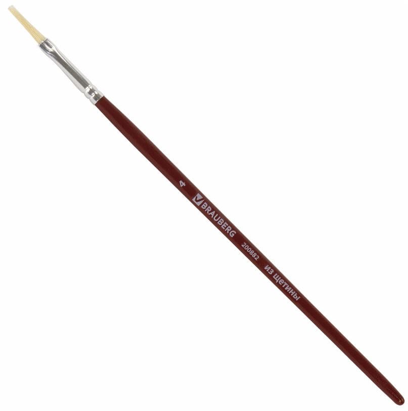 Кисть № 4 щетина, плоская, BRAUBERG, 200882