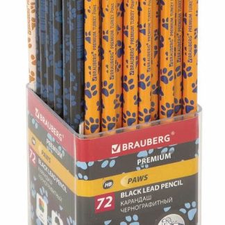 Карандаш чернографитный BRAUBERG PREMIUM TURKEY, 1 шт, "Paws", НВ, ассорти, дисплей, 181566