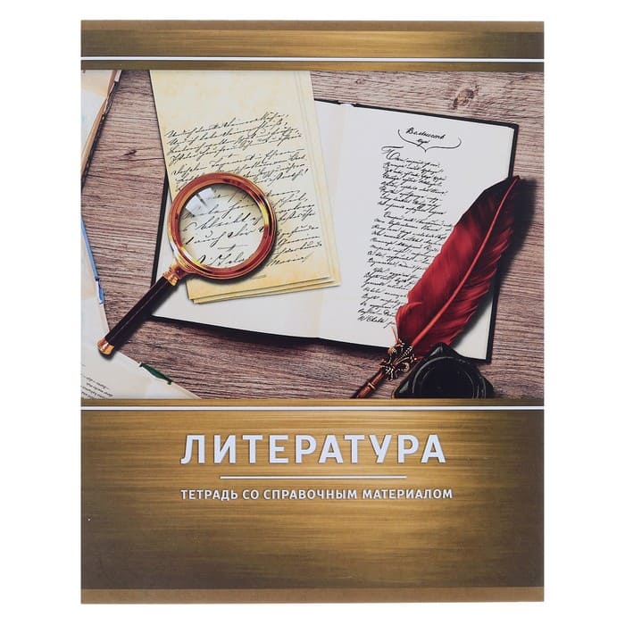 Тетрадь предметная Литература «Металл», 48 листов в линейку со справочным материалом (серые листы)