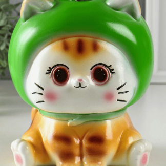 Копилка "Кот в костюме яблоко"зелёный, 21х17х17 см 10927573