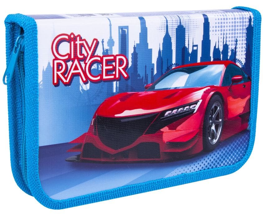 Пенал ПИФАГОР, 1 отделение, ламинированный картон, 19х11 см, CITY RACER, 229146