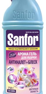 Средство санитарно-гигиеническое Sanfor АРОМА гель для чистки сантехники (Цветочная свежесть) 750г,