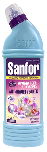 Средство санитарно-гигиеническое Sanfor АРОМА гель для чистки сантехники (Цветочная свежесть) 750г,