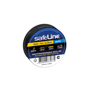 Safeline изолента ПВХ 15/5 Auto черная, 150мкм, арт.22898