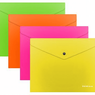 Папка на кнопке А5 ErichKrause® Glossy Neon 50305 полупрозр. ассорти