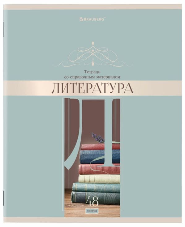 Тетрадь предметная Литература DELIGHT 48л, обложка картон, линия, BRAUBERG, 404576