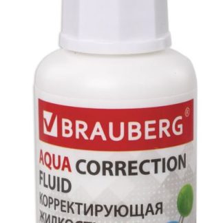 Корректирующая жидкость BRAUBERG Aqua на водной основе 20 мл, с кисточкой, 228643