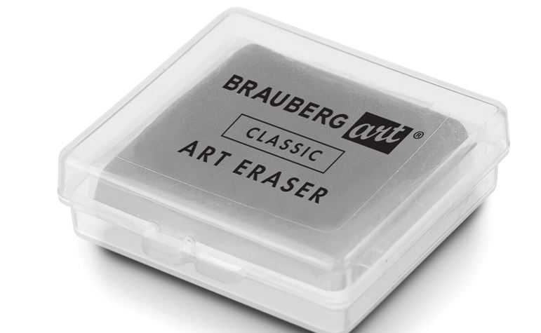 Ластик-клячка художественный серый в футляре 40x36x10мм, BRAUBERG ART "CLASSIC", 271154