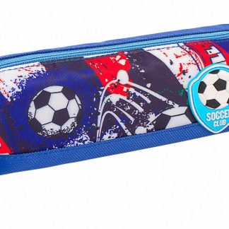 Пенал ЮНЛАНДИЯ, 1 отделение, полиэстер, Football, синий, 19х4х6 см, 270270