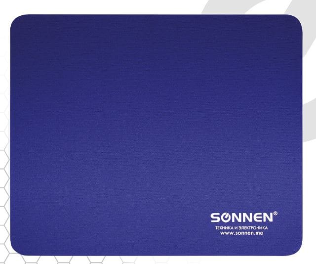 Коврик для мыши SONNEN "BLUE", резина+ткань, 220х180х3 мм, 513308