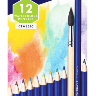 Карандаши художественные цветные акварельные BRAUBERG ART CLASSIC, 12 цветов, грифель 3,3 мм, 181529