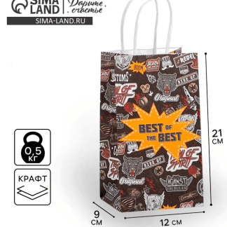 Пакет крафтовый «Best», 12 ? 21 ? 9 см   7098736