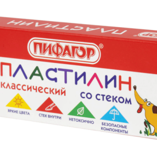 Пластилин классический ПИФАГОР "Веселая такса", 6 цветов, 90 г, СО СТЕКОМ, 106674, шт
