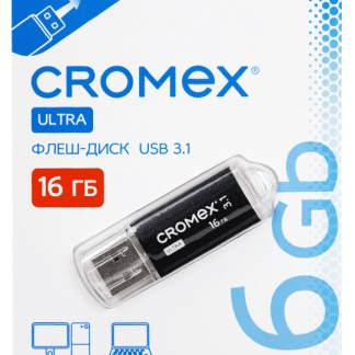 Флеш-диск 16GB CROMEX Ultra USB 3.1, металлический корпус, черный, 514162, шт