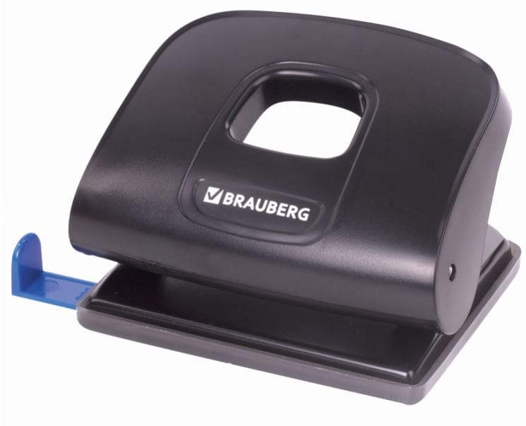 Дырокол BRAUBERG "Extra", до 20 листов, черный, 229091