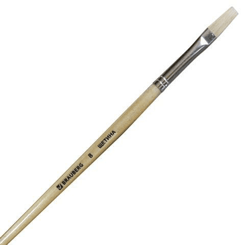 Кисть № 8 щетина плоская BRAUBERG, 200202