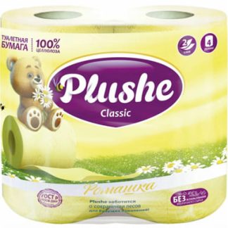 Туалетная Бумага Plushe Classic"Ромашка" 4 рулона*18 метров, 2 слоя, 12 в упаковке, шт