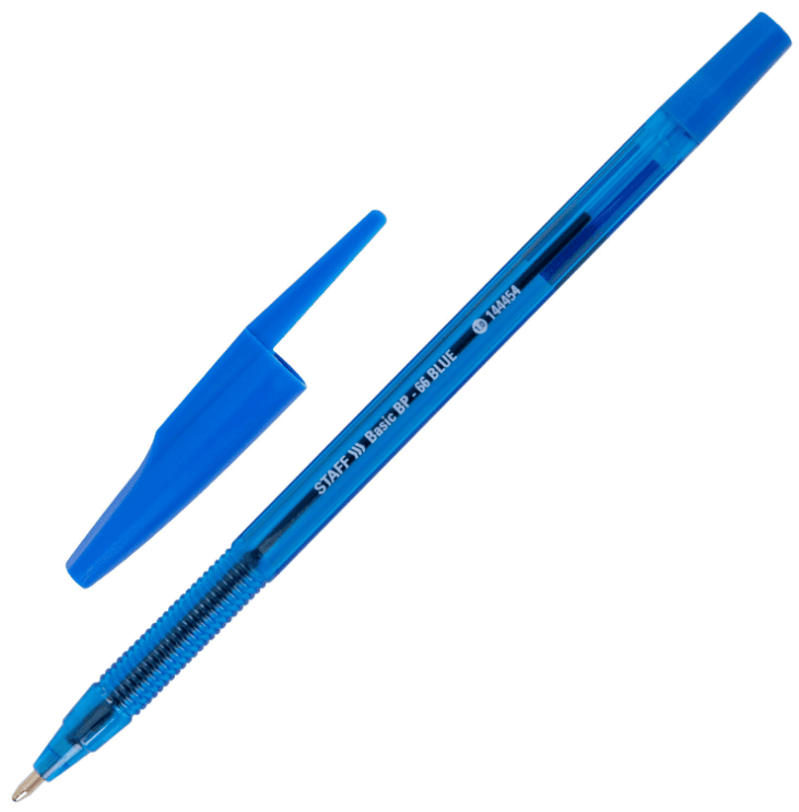 Ручка шариковая STAFF "Basic BP-66 BLUE", СИНЯЯ, корпус синий, 1 мм, линия 0,5, 144454, шт