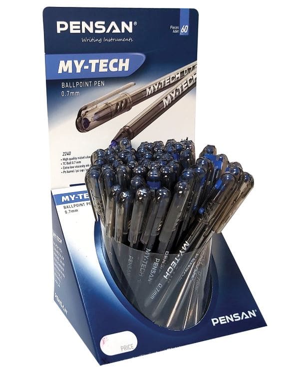 Ручка шариковая синяя масляная PENSAN My-Tech, ДИСПЛЕЙ, игольч.узел 0,7мм, линия 0,35мм, 2240/S60