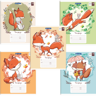 Тетрадь 18л. BRAUBERG клетка, обложка картон, CUTE FOX, 402992