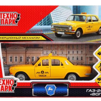 300015 Машина металл "газ-2401 волга такси" 12см, открыв.двери, инерц., желтый в кор. Технопарк