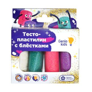 Набор для детской лепки Тесто-пластилин 4 цвета с блёстками TA1087