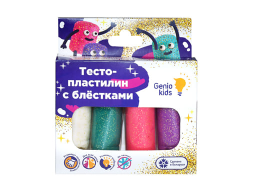 Набор для детской лепки Тесто-пластилин 4 цвета с блёстками TA1087