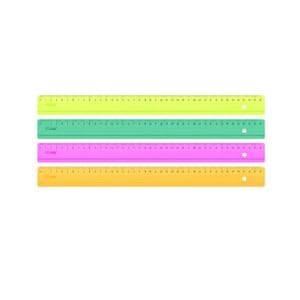 Линейка пласт. 40см ЛН52 NEON Cristal 4цв.