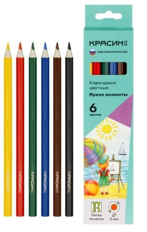 Карандаши 6цв. Красин «Яркие моменты» шестигр, заточ КР-060700