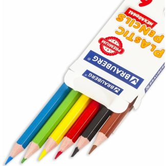 Карандаши цветные BRAUBERG PREMIUM, 6 цветов, пластик, шестигранные, грифель мягкий 3 мм, 181665