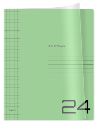 Тетрадь 24 клет BG «UniTone. Green» пластиковая прозрачная обложка зеленый 12446