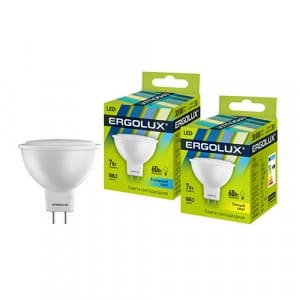 Лампа св/д Ergolux MR16 GU5.3 220V 9W(700lm) 3000K матов. 50x52 пластик/алюм. LED-JCDR-9W-GU5.3-3K