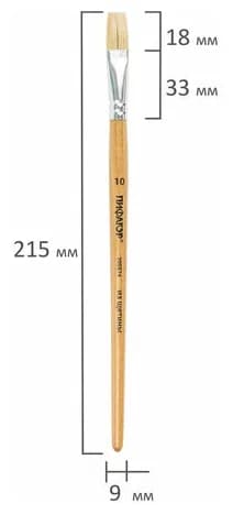Кисть №10 щетина плоская ПИФАГОР, 200874