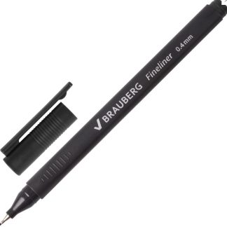 Ручка капиллярная (линер) BRAUBERG Carbon, ЧЕРНАЯ, металлический наконечник,трехгранная,0,4мм,141523