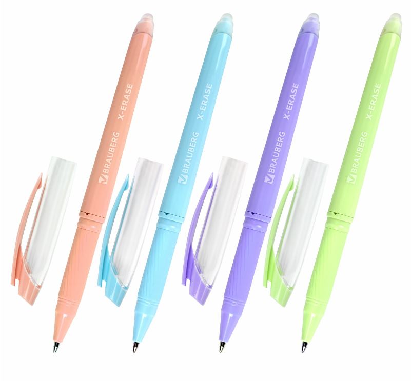 Ручка стираемая гелевая с грипом BRAUBERG X-ERASE PASTEL, СИНЯЯ, узел 0,7мм, линия 0,35мм, 143953