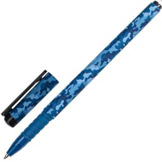 Ручка шариковая синяя BRAUBERG SOFT TOUCH GRIP "MILITARY", мягкое покрытие, узел 0,7 мм, 143713