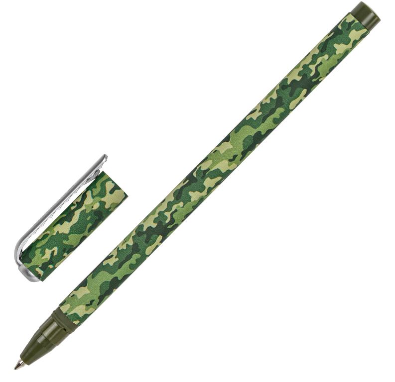 Ручка шариковая синяя BRAUBERG SOFT TOUCH STICK "KHAKI", мягкое покрытие, узел 0,7 мм, 143703