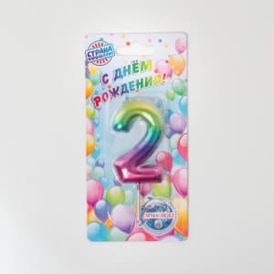 Свеча воск. д/торта цифра "2" акварель, арт. 120314, Страна Карнавалия