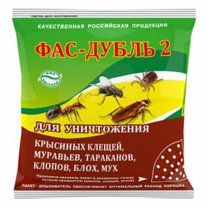 Фас Дубль2 (ДУСТ) 125гр. От тараканов/муравьев/клопов/блох/мух/крысин.клещей (циперметрин+борн.кисло