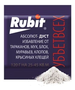 Дуст 120гр. От тараканов/муравьев/клопов/блох/мух, пакет Rubit