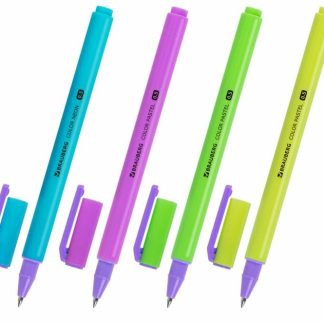 Ручка гелевая черная BRAUBERG COLOR NEON, корпус ассорти, линия 0,35мм, 144120
