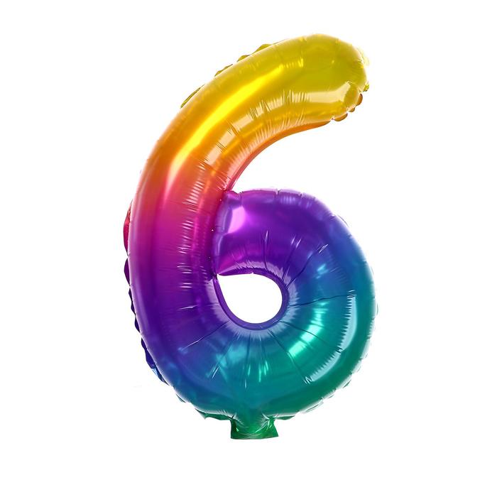Шар фольгированный 16" "Цифра 6", градиент 7009546