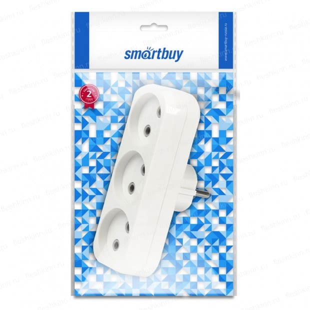 SmartBuy разветвитель(тройник)3 роз. 10А (АБС-пластик,линейный,белый) SBE-10-Ф02-3