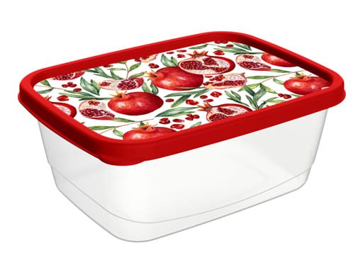 Контейнер для продуктов прямоугольный 0,5л с декором (красный)