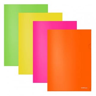 Папка-уголок пластиковая ErichKrause® Glossy Neon, A4, непрозрачная, ассорти 50159