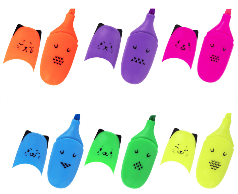 Текстовыделитель мини BRAUBERG KIDS "CUTE CATS NEON", АССОРТИ В ПЛАСТИКОВОЙ БАНКЕ, 1-5 мм, 152433