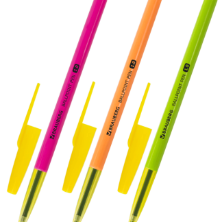 Ручка шариковая BRAUBERG Color, СИНЯЯ, корпус ассорти, узел 1мм, линия письма 0,5мм, 141507